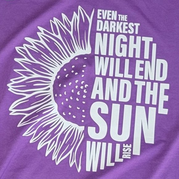 PURPLE Women's Graphic Tee, Sunflower, Even in your darkest days you will RISE! - Picture 3 of 3